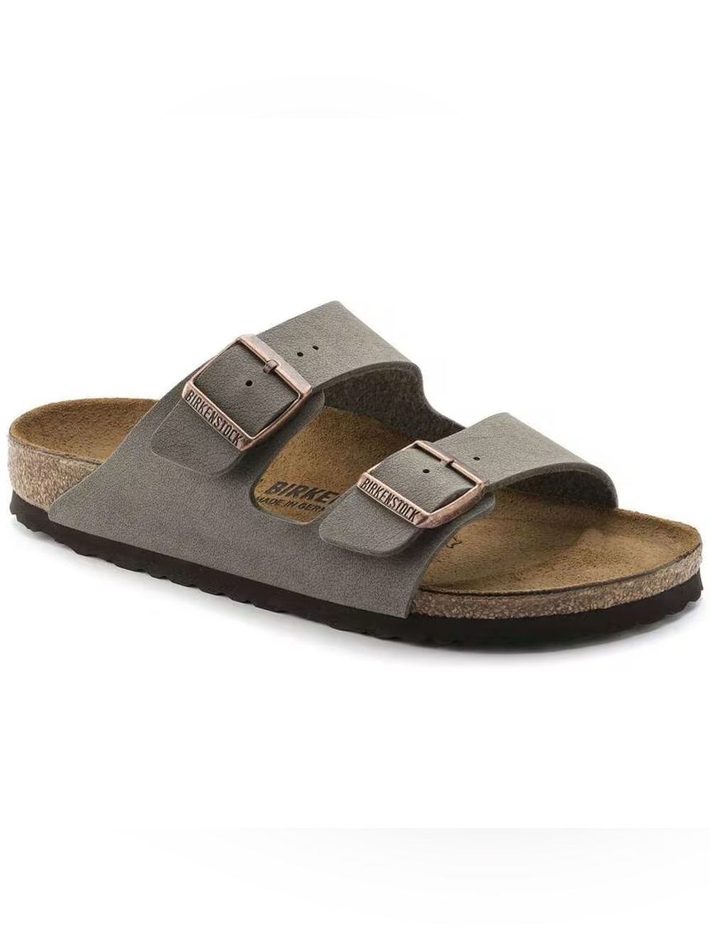 Birkenstock Women’s Two-Strap Sandals in Gray with Brown Footbed - Picture 2 of 14